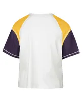 Women's '47 Brand White Lsu Tigers Serenity Gia Cropped T-shirt