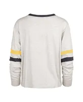 Women's '47 Brand Oatmeal Distressed Michigan Wolverines Vault All Class Lena Long Sleeve T-shirt