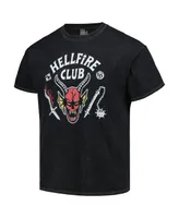 Men's and Women's Mad Engine Black Stranger Things Hellfire Club Graphic T-shirt