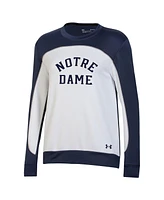 Women's Under Armour Navy, White Notre Dame Fighting Irish Colorblock Pullover Sweatshirt