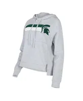 Women's Concepts Sport Gray Michigan State Spartans Cedar Tri-Blend Raglan Pullover Hoodie