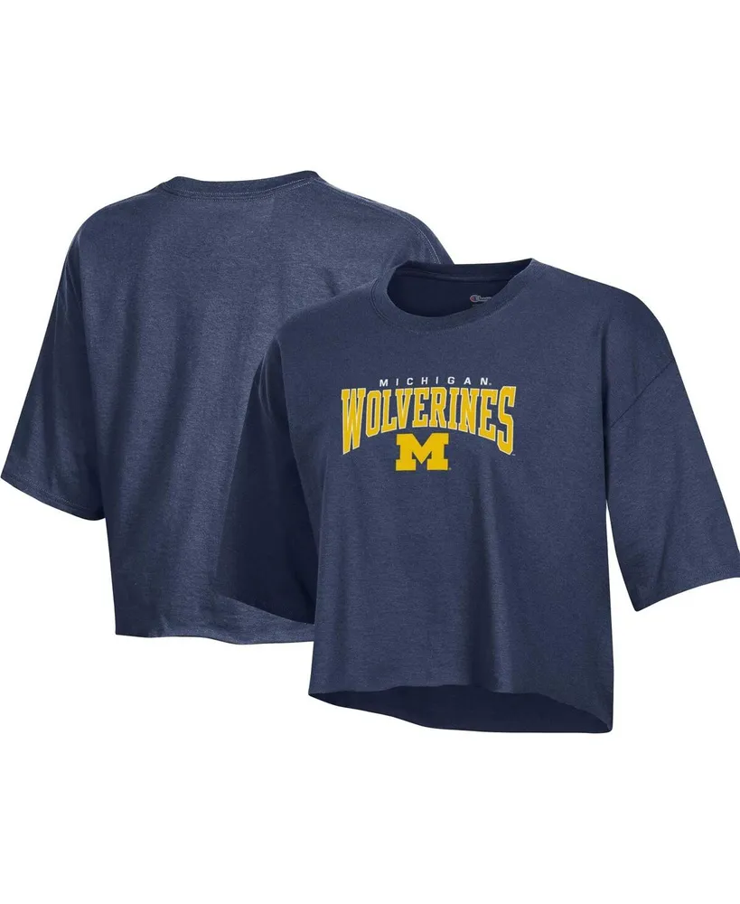 Women's Champion Heather Navy Michigan Wolverines Boyfriend Cropped T-shirt