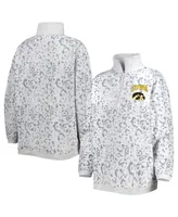 Women's Gameday Couture Heather Gray Iowa Hawkeyes Leopard Quarter-Zip Sweatshirt