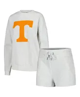 Women's Gameday Couture Ash Tennessee Volunteers Team Effort Pullover Sweatshirt and Shorts Sleep Set