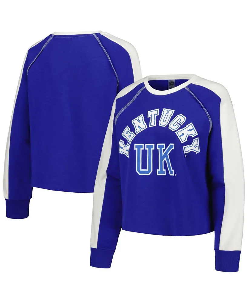 Women's Gameday Couture Royal Kentucky Wildcats Blindside Raglan Cropped Pullover Sweatshirt