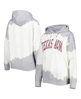 Women's Gameday Couture White, Gray Distressed Texas A&M Aggies For the Fun Double Dip-Dyed Pullover Hoodie