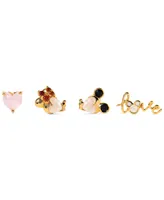 Girls Crew 18k Gold-Plated 4-Pc. Set Mixed Crystal Forever Love Single Stud Earrings