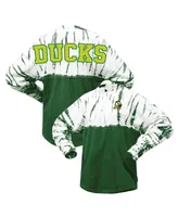 Women's Green Oregon Ducks Tie-Dye Long Sleeve Jersey T-shirt