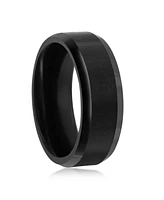 Metallo Brushed and Polished Black 8mm Tungsten Ring