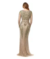 Lara Women's Long Sleeve Beaded Gown