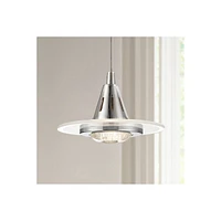 Possini Euro Design Menos Chrome Mini Pendant Lighting Fixture 6 1/4" Wide Modern Led Clear Frosted Glass Shade for Dining Room Living House Home Foye