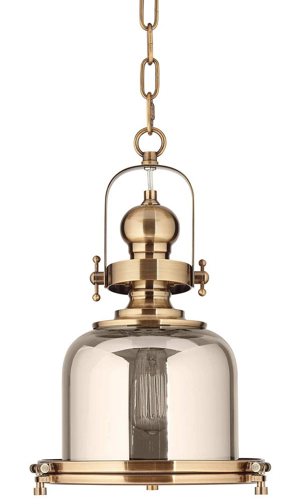 Possini Euro Design Elida Antique Brass Mini Pendant Lighting 11" Wide Modern Chrome Glass Bell Jar Shade Fixture for Dining Room Living House Foyer K