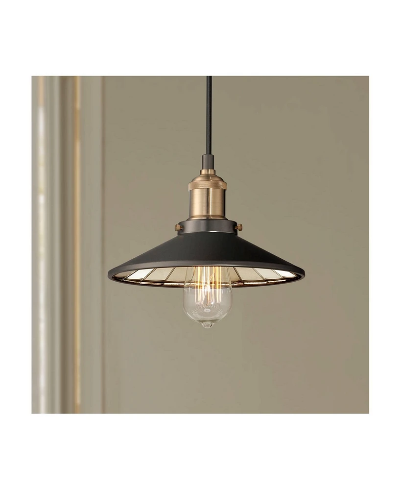 Franklin Iron Works Emile Oil Rubbed Bronze Antique Brass Mini Pendant Lighting 8 3/4" Wide Farmhouse Industrial Rustic Led Fixture for Dining Room Li