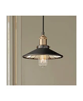 Franklin Iron Works Emile Oil Rubbed Bronze Antique Brass Mini Pendant Lighting 8 3/4" Wide Farmhouse Industrial Rustic Led Fixture for Dining Room Li