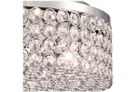 Vienna Full Spectrum Velie Close To Ceiling Light Flush Mount Fixture 12" Wide Chrome Round Crystal Glass Drum Shade for Bedroom Hallway Living Room D