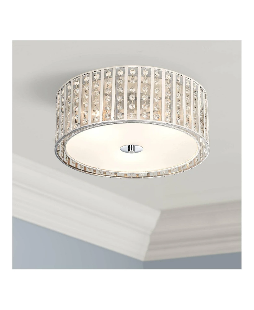 Possini Euro Design Crystal Strands Modern Ceiling Light Flush