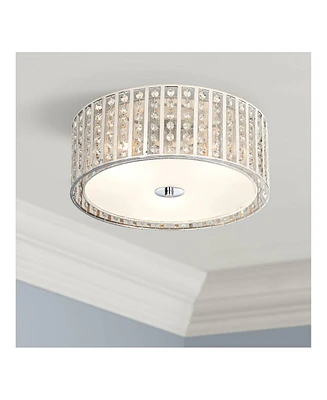 Possini Euro Design Crystal Strands Modern Ceiling Light Flush