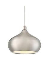 Possini Euro Design Holland Satin Nickel Mini Pendant Lighting 7 1/2" Wide Modern Industrial Led Silver Shade Fixture for Dining Room House Entryway B