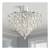 Vienna Full Spectrum Villette Luxury Close to Ceiling Light Semi-Flush Mount Fixture Led Chrome 19 3/4" Wide Chandelier Style Clear Crystal for House