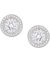 Lab-Grown White Sapphire Halo Stud Earrings (1 ct. t.w.) in Sterling Silver