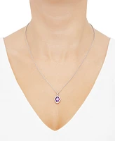 Amethyst (1-5/8 ct. t.w.) & Diamond (1/6 ct. t.w.) Halo Pendant Necklace in 14k White Gold, 18" + 2" extender