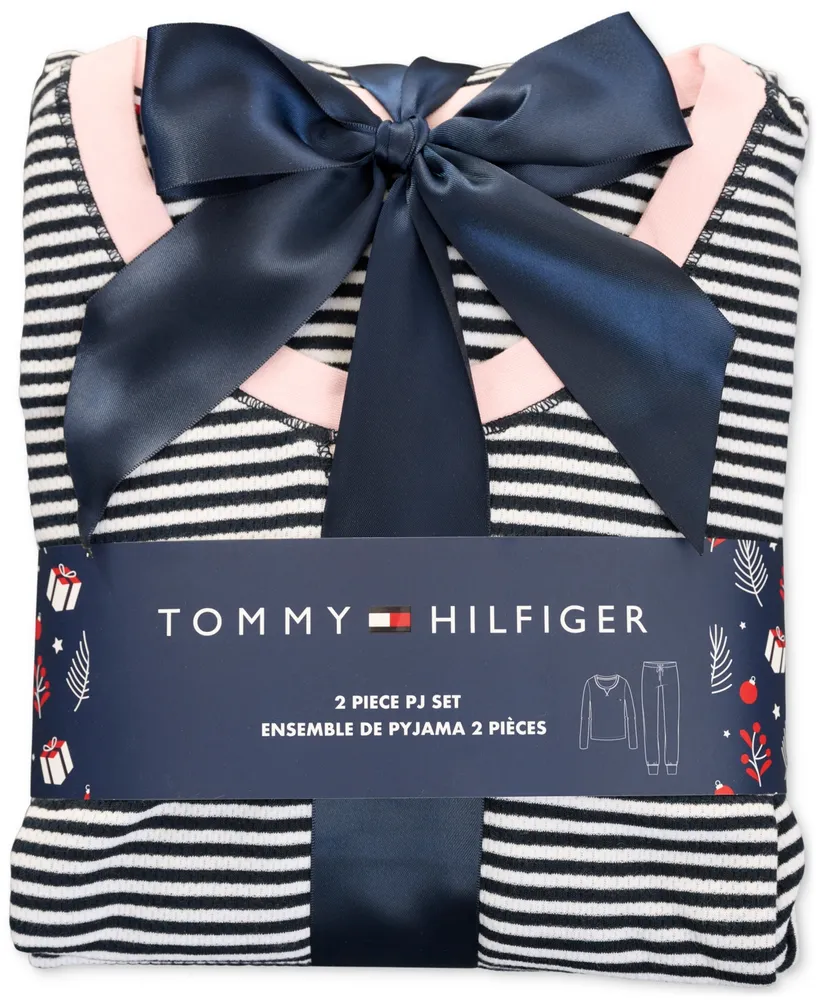 Tommy Hilfiger Women's 2-Pc. Printed Velour Pajamas Set - Macy's