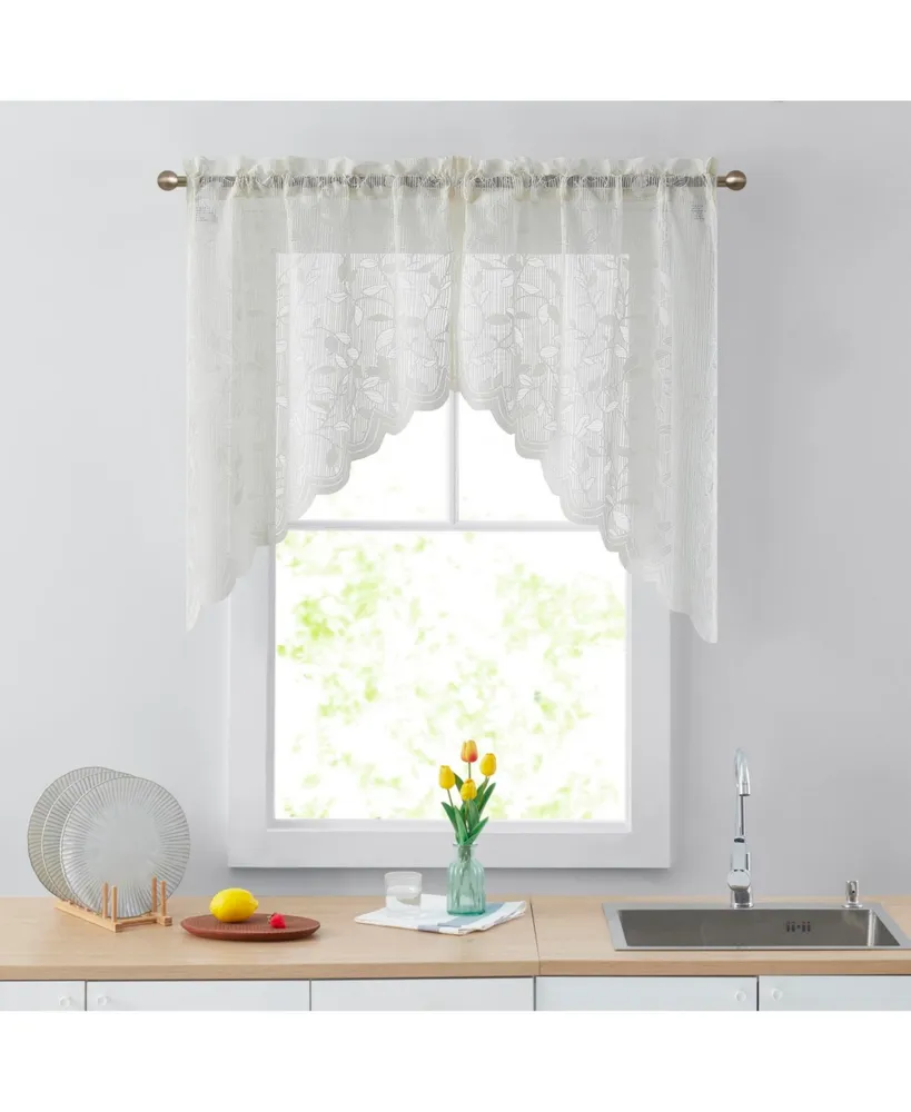 Hlc.me Joyce Semi Sheer Kitchen Swag Curtain Panels - Rod Pocket for Small Windows, Kitchen & Bathroom