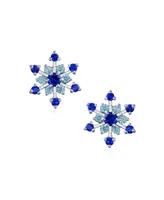 Bling Jewelry Christmas Holiday Party Cz Royal Ice Blue Aqua Cubic Zirconia Star Snowflake Stud Earrings For For Women