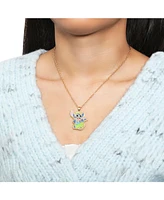 Disney Lilo & Stitch Flash Gold Plated Necklace with Stitch Pendant - Stitch Gifts Jewelry, 16 + 2''