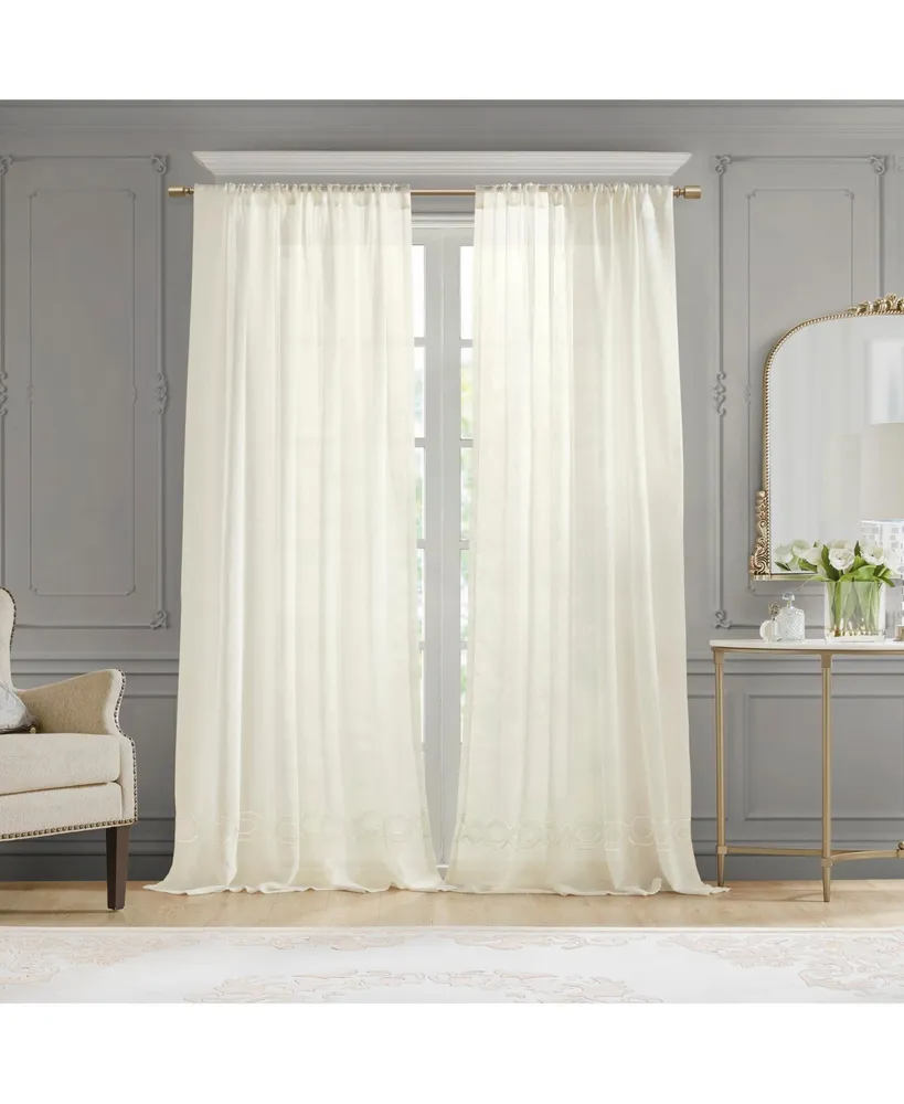 Croscill Classics Cornelli Embroidery Semi-Sheer Single Curtain Panel, 52"W x 96"L