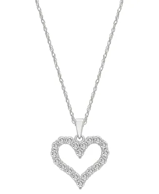 Diamond Open Heart Pendant Necklace (1/2 ct. t.w.) 14k White or Yellow Gold, 18" + 2" extender