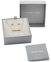 Michael Kors Tapered Baguette Bar Pendant and Earrings Gift Set