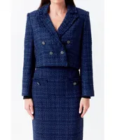 Women's Boucle Tweed Double Breast Jacket