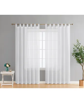 Hlc.me Addison Semi Sheer Light Filtering Transparent Tab Top Lightweight Window Curtains Drapery Panels for Bedroom & Living Room