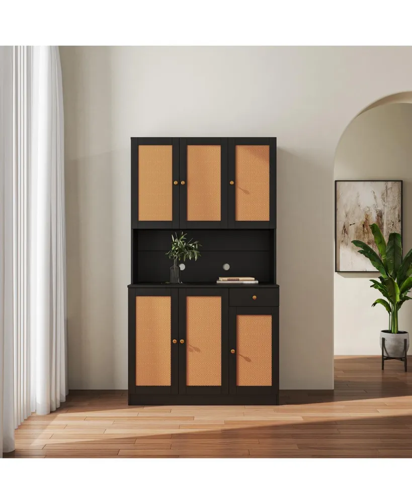 Wooden Cabinet, Wood Wardrobes with 1 Door and 4 Open Shelves