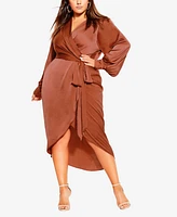 City Chic Plus Size Opulent Wrap Midi Dress