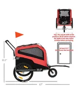Aosom 2-in-1 Dog Bike Trailer Pet Stroller Carrier for Large Dogs with Hitch