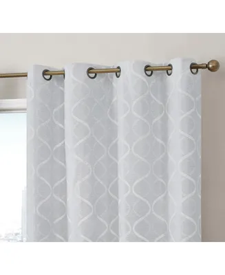 Hlc.me Versailles Lattice Flocked 100% Complete Blackout Thermal Insulated Window Curtain Grommet Panels, Energy Savings & Soundproof