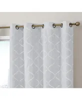 Hlc.me Versailles Lattice Flocked 100% Complete Blackout Thermal Insulated Window Curtain Grommet Panels, Energy Savings & Soundproof