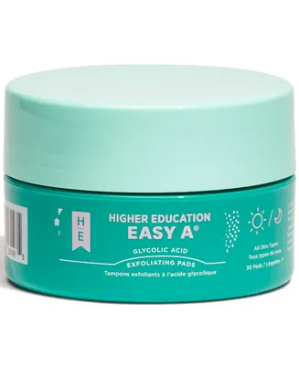 Higher Education Skincare Easy A Glycolic Acid Pads Travel Size, 30 Pads