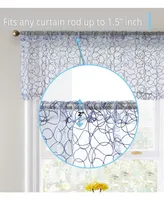 Hlc.me Audrey Embroidered Sheer Voile Window Curtain Rod Pocket Valance for Kitchen, Bedroom