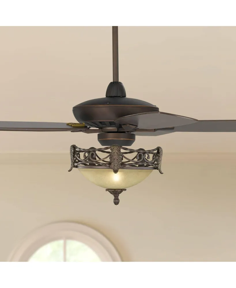 Casa Vieja 52" Journey Rustic Vintage like Ceiling Fan with Led Light Remote Oil Rubbed Bronze Scavo Glass Bowl Low Profile for Living Kitchen House B