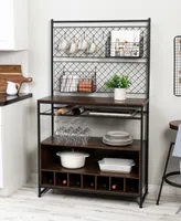 Honey Can Do Multi-Purpose Kitchen Bakers Rack with Wine Storage