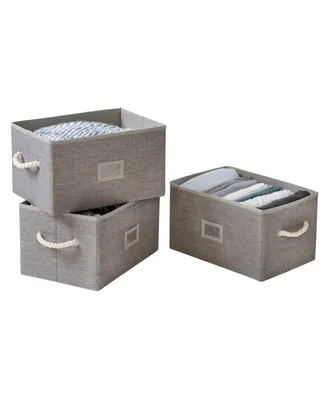 Honey Can Do Set of 3 Large Fabric Storage Bins with Handles, Heather