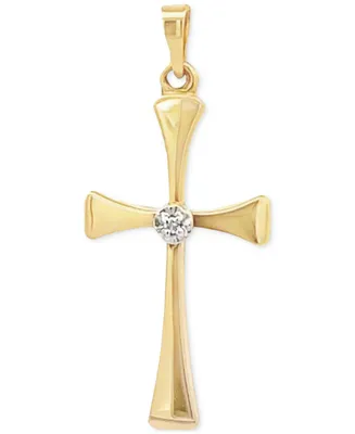 Diamond Accent Polished Slim Cross Pendant, Created for Macy's