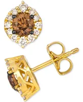 Le Vian Chocolate Diamond & Nude Halo Stud Earrings (3/4 ct. t.w.) 14k Gold (Also Available White or Rose Gold)