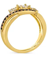 Le Vian Chocolate Diamond & Nude Diamond Cluster Swirl Ring (1/2 ct. t.w.) in 14k Gold