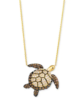 Le Vian Chocolate Diamond & Nude Diamond Sea Turtle 20" Adjustable Pendant Necklace (1-1/4 ct. t.w.) in 14k Gold