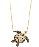 Le Vian Chocolate Diamond & Nude Diamond Sea Turtle 20" Adjustable Pendant Necklace (1-1/4 ct. t.w.) in 14k Gold