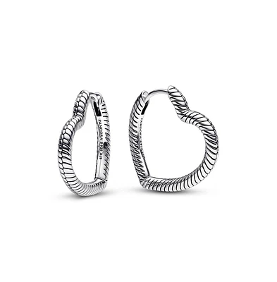 Pandora Moments Heart Charm Hoop Earrings